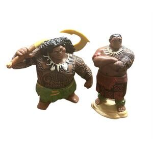 Disney Moana Lot of 2 Maui And Chief Tui 4" PVC Figures Jakks Pacific Pre-owned